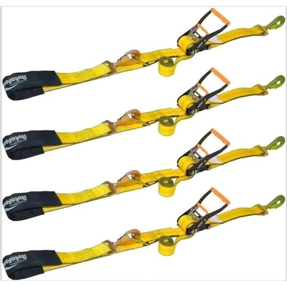 Autofonder 4 Pack 2" Heavy Duty Car Ratchet‎ Tie Down Kit with Snap Hooks-B